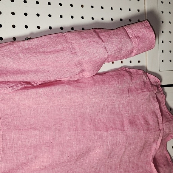 Talbots Size M Medium 100% Linen Pink V-neck Lightweight - Picture 2 of 8